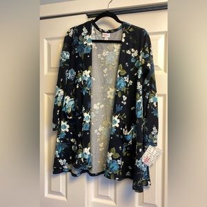 NWT Lularoe Caroline Cardigan Size Medium Blue Floral
